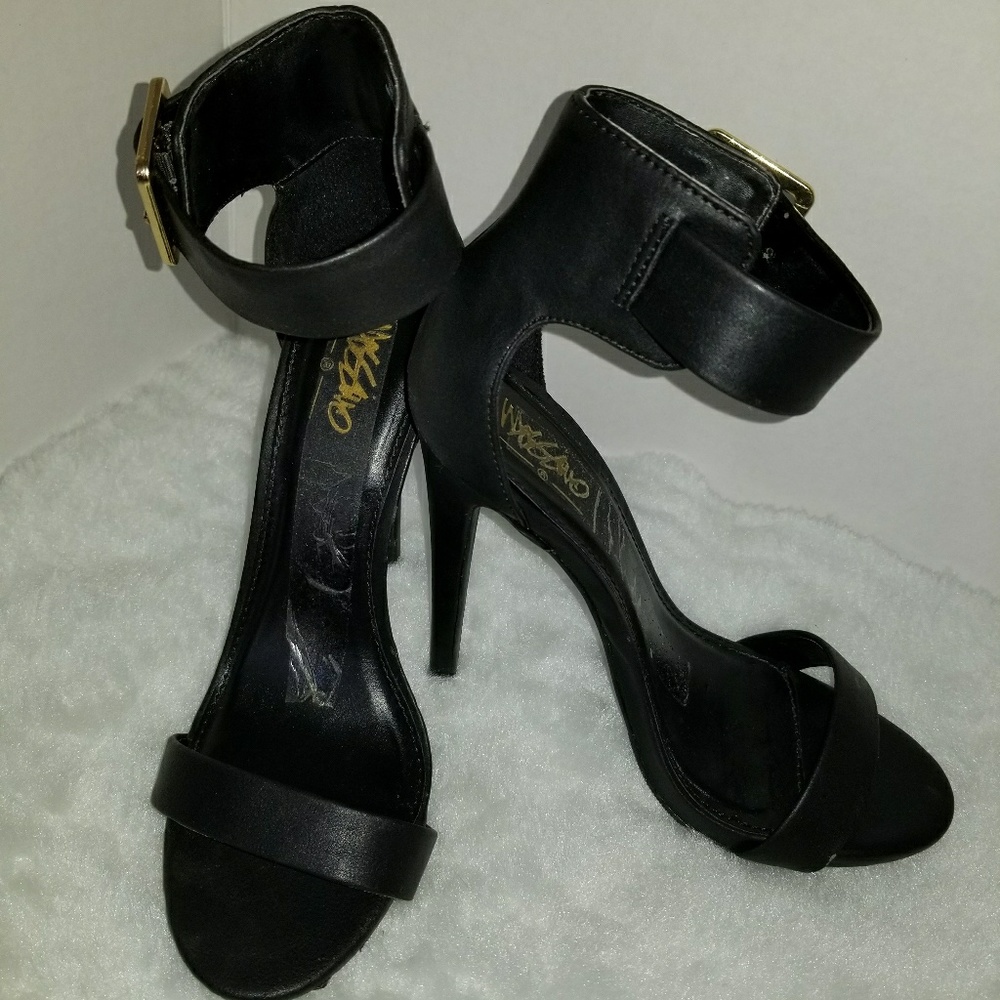 Black leather heels